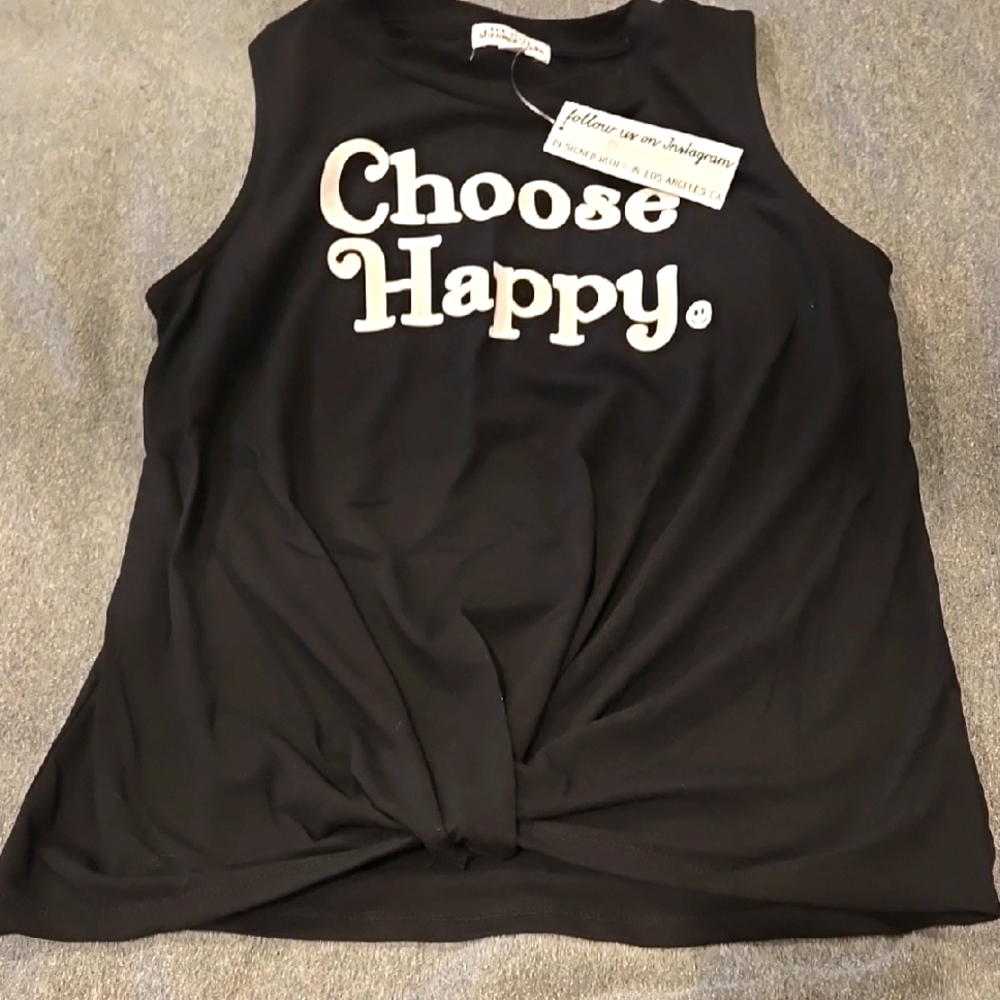 Black Sleeveless Top - Choose Happy